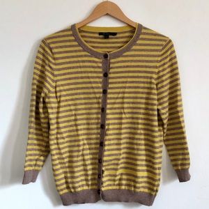 Boden gray and yellow striped cardigan